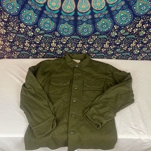 Dale fashion army green Wool button up shirt (%20 nylon)